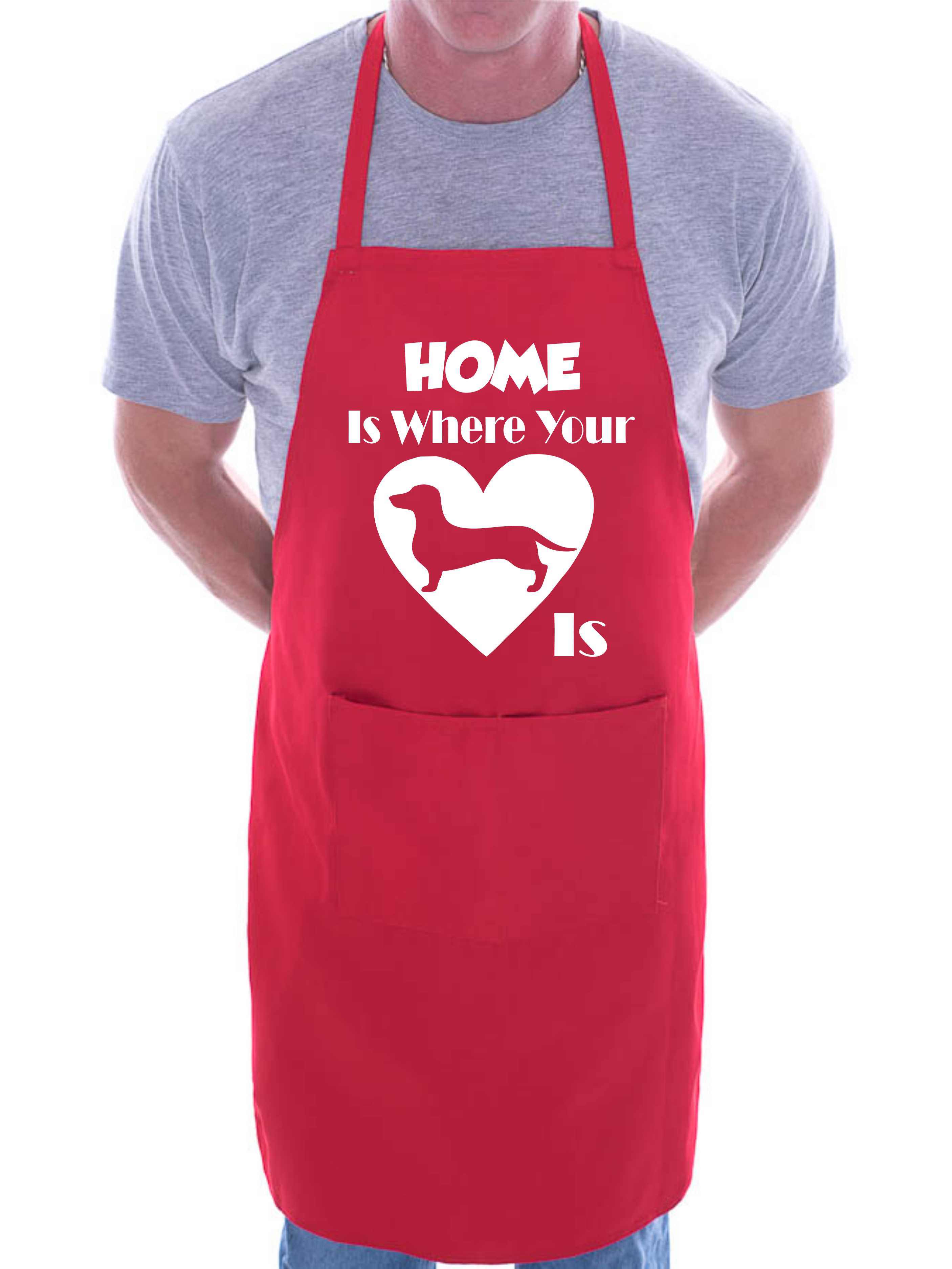 Home Is Where Your Dachshund Is Funny Dog Lover Gift Novedad Cocina BBQ Delantal  - Imagen 4 de 4