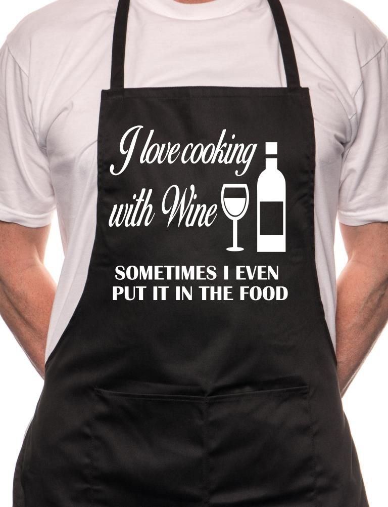 Love Cooking With Wine Fathers Day BBQ Cooking Novelty Apron - Picture 2 of 9