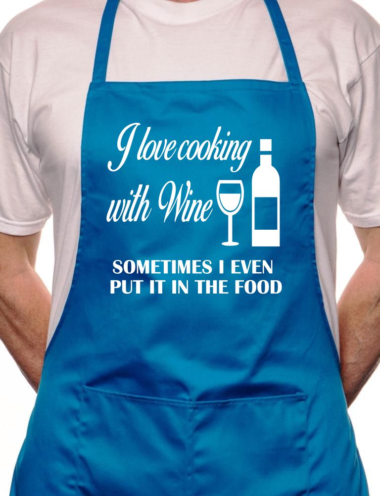Love Cooking With Wine Fathers Day BBQ Cooking Novelty Apron - Picture 7 of 9