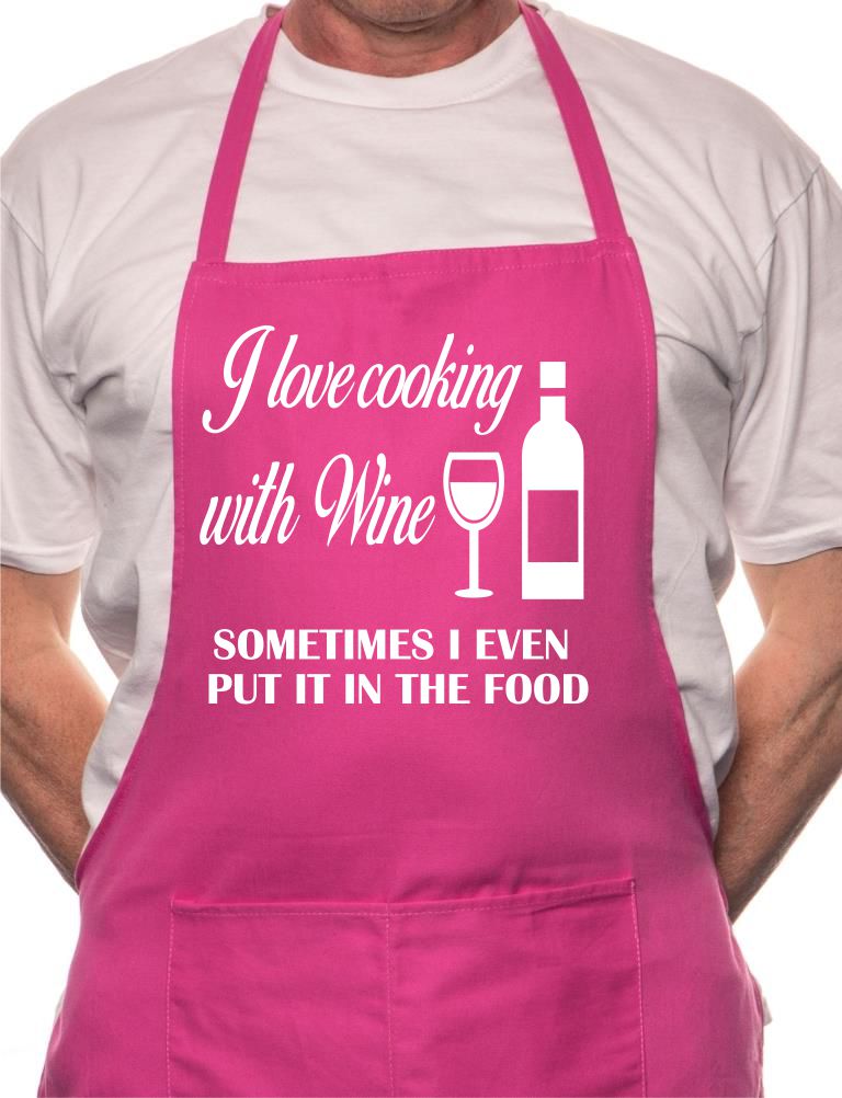 Love Cooking With Wine Fathers Day BBQ Cooking Novelty Apron - Picture 8 of 9