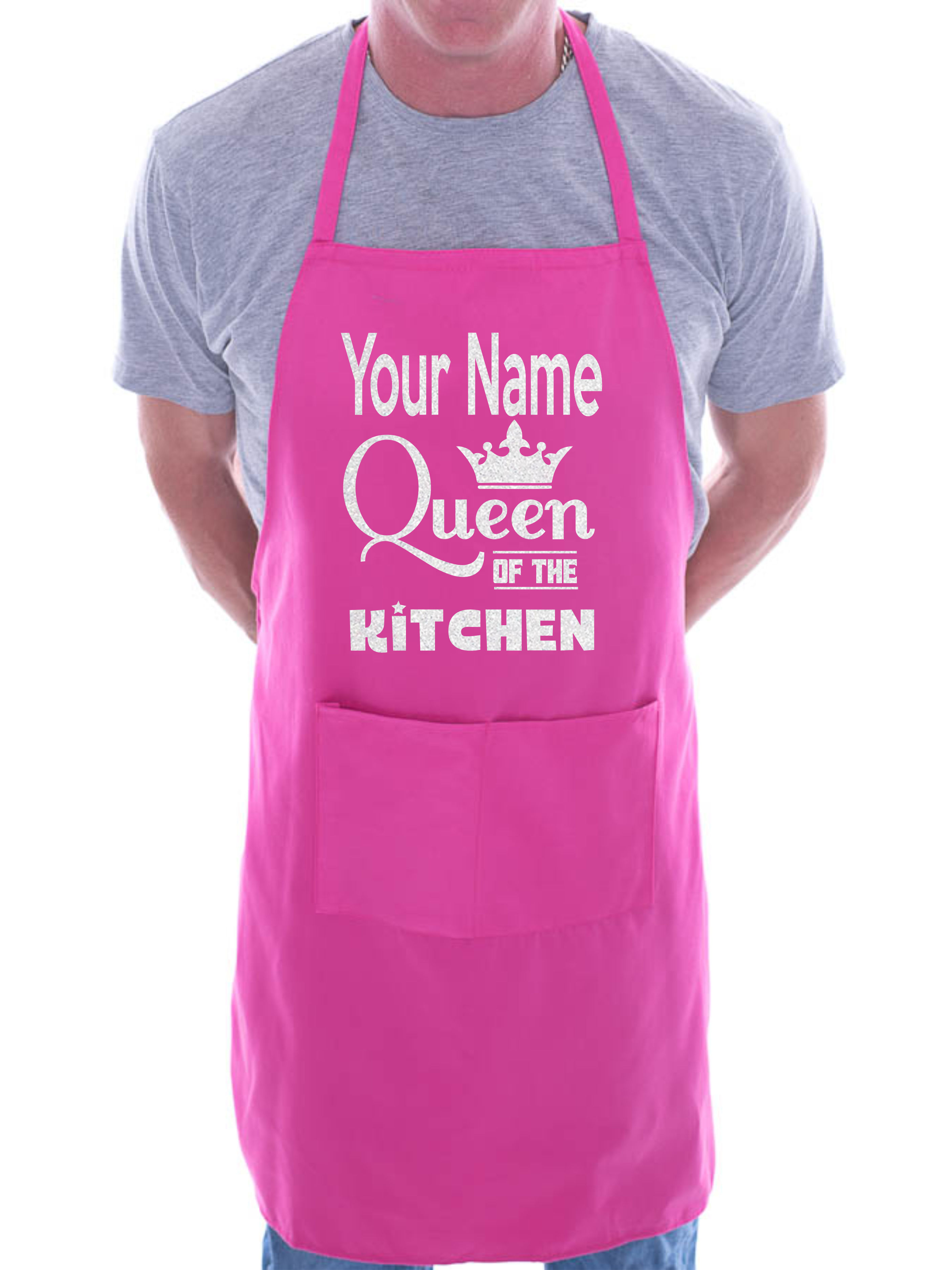 Delantal Reina de la Cocina Tu Nombre Aquí Gran Regalo Divertido Personalizado Barbacoa - Imagen 7 de 8