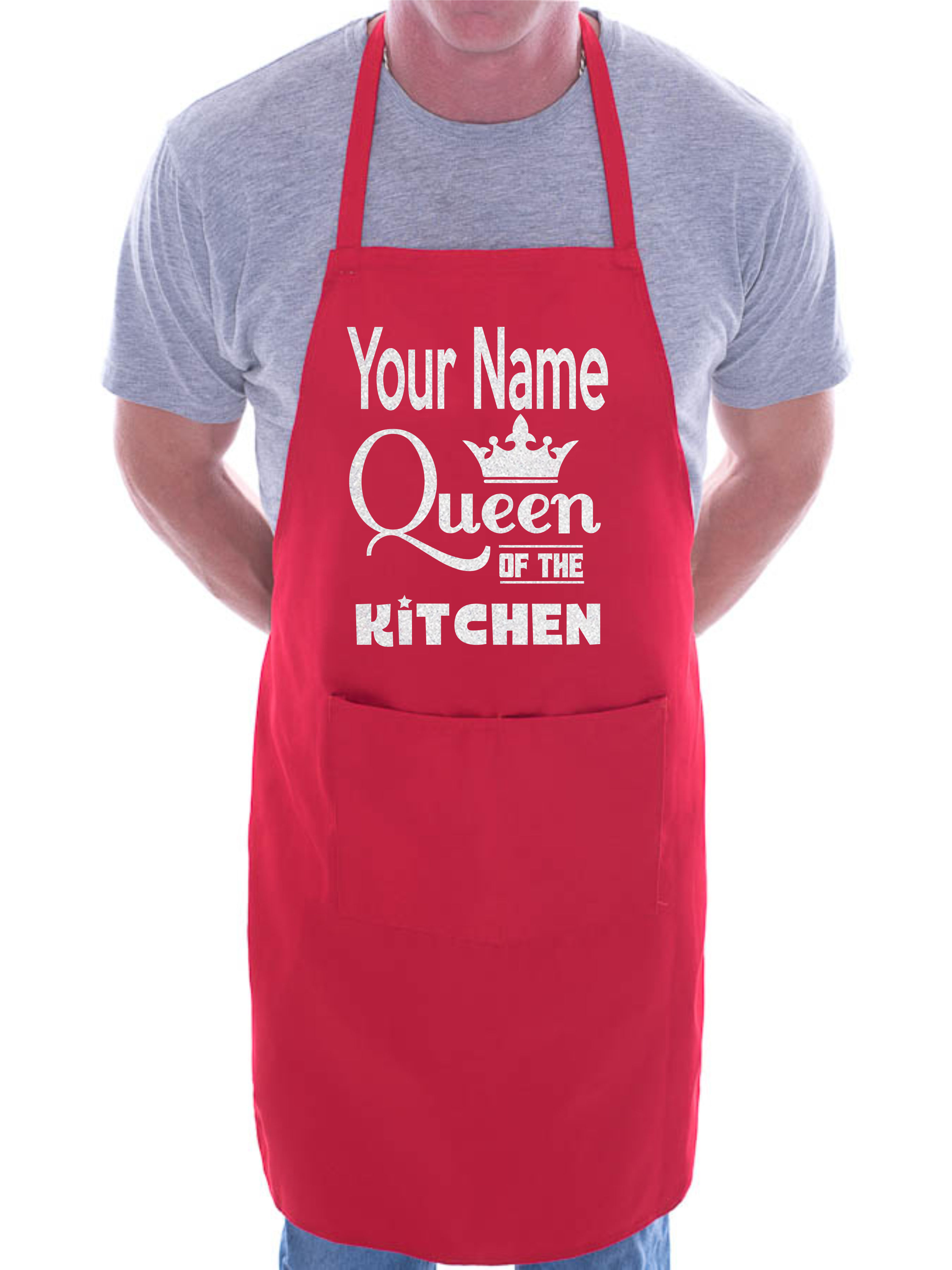 Delantal Reina de la Cocina Tu Nombre Aquí Gran Regalo Divertido Personalizado Barbacoa - Imagen 8 de 8