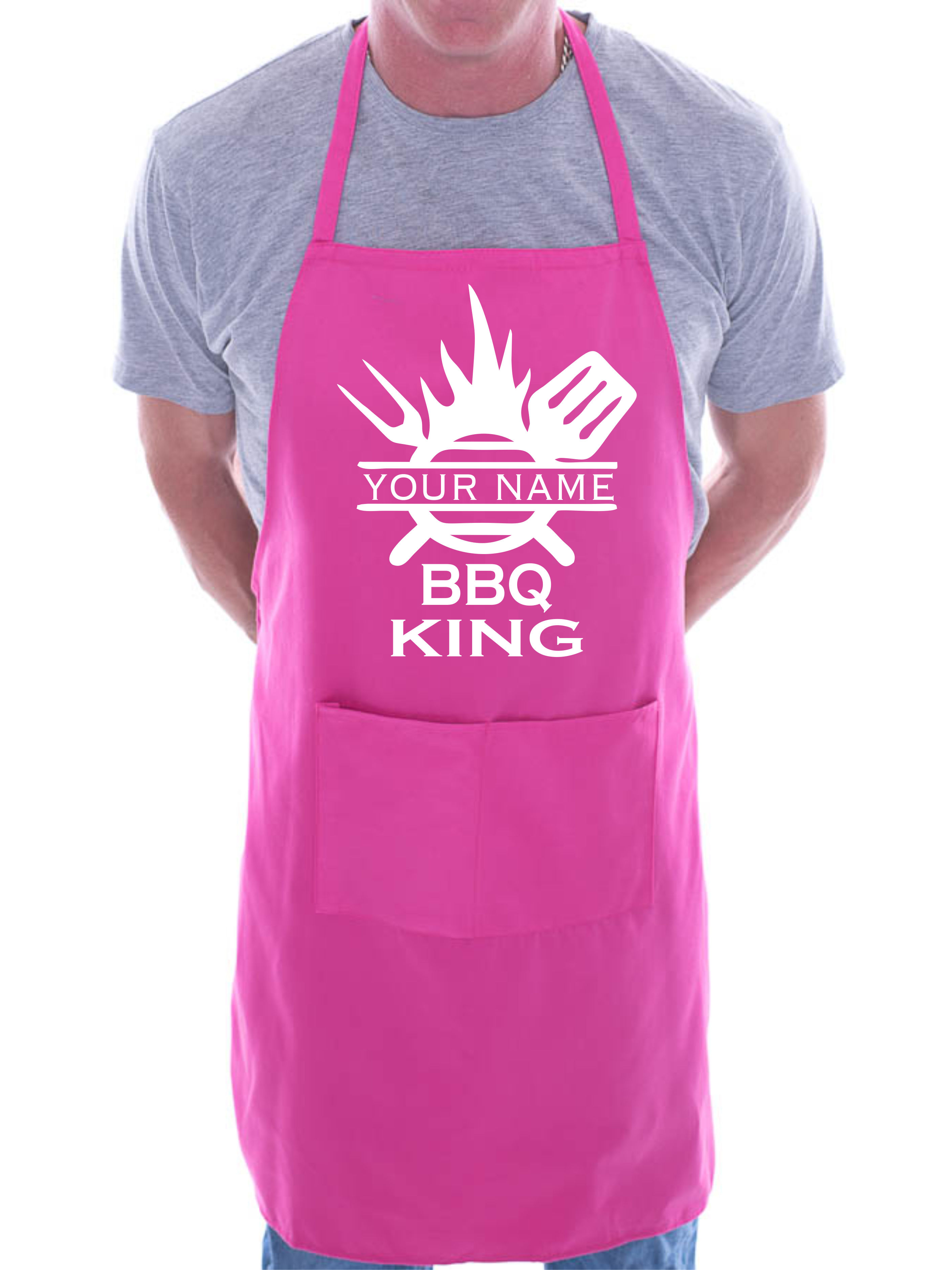 BBQ King Personaliza este Delantal Añade tu Nombre Aquí Barbacoa Hornear Cocina - Imagen 7 de 8