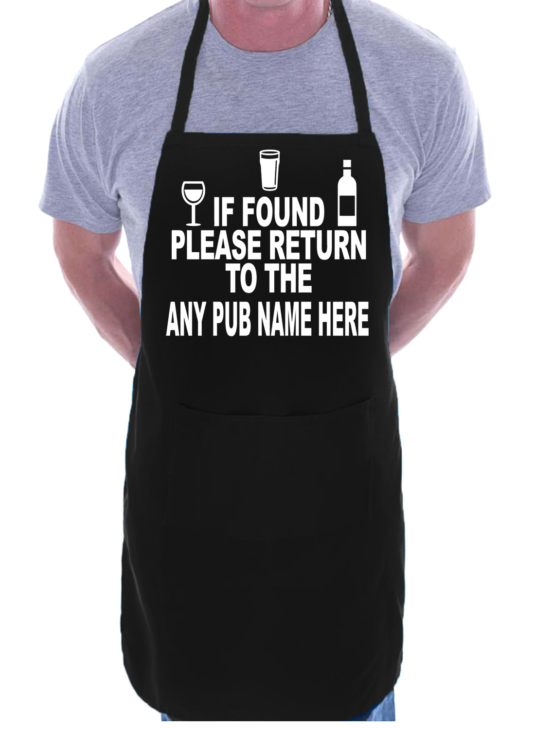 Delantal personalizado para adultos barbacoa regalo de cumpleaños si se encuentra devolución pub cualquier nombre - Imagen 2 de 8