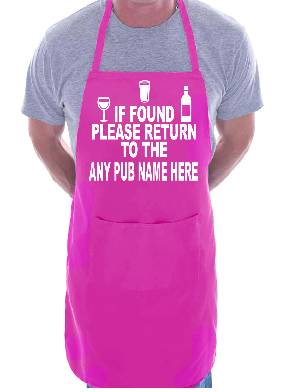 Delantal personalizado para adultos barbacoa regalo de cumpleaños si se encuentra devolución pub cualquier nombre - Imagen 7 de 8