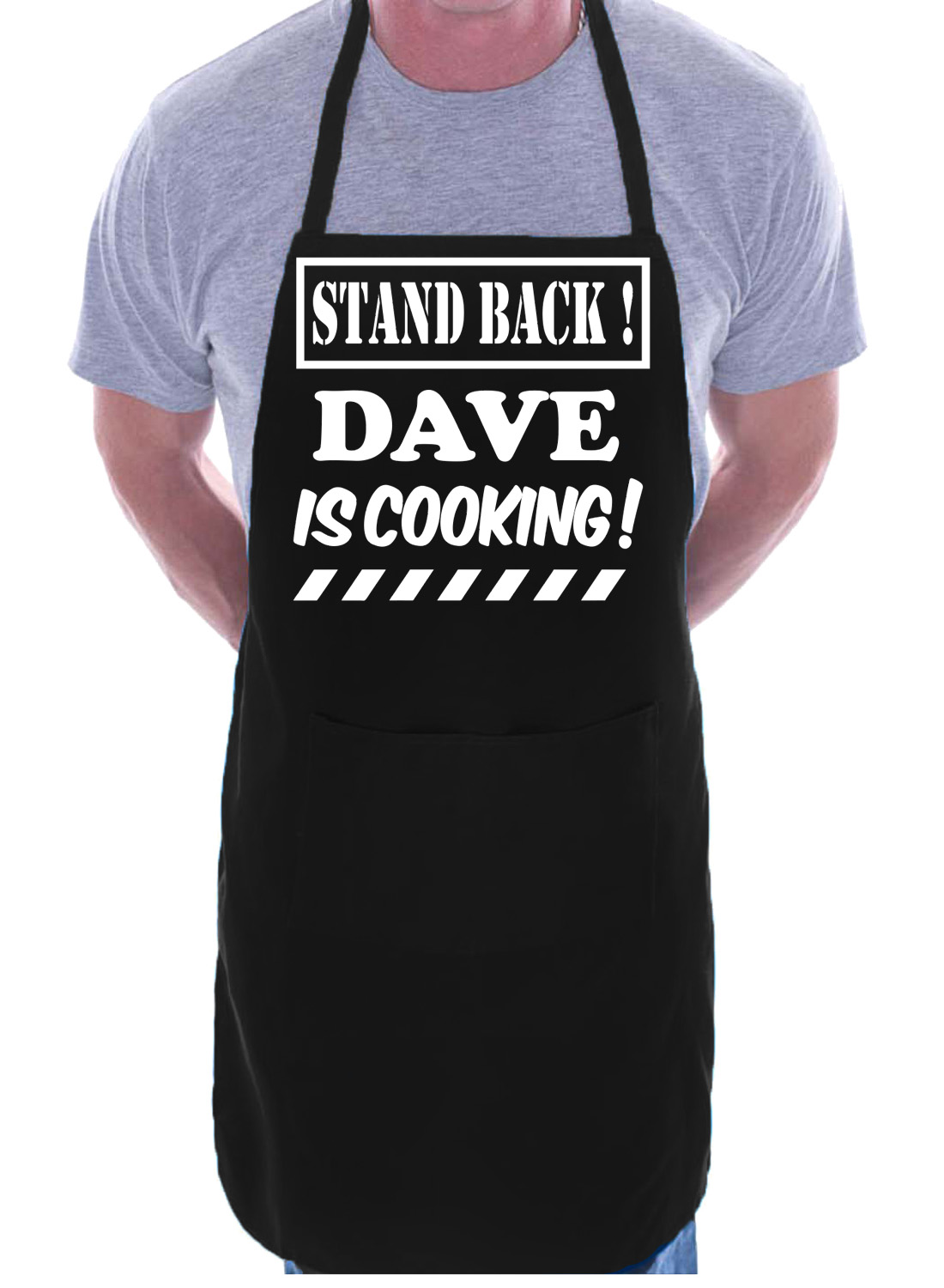 Delantal de barbacoa personalizado Stand Back Dave Is Cooking cualquier nombre divertido día del padre - Imagen 2 de 8