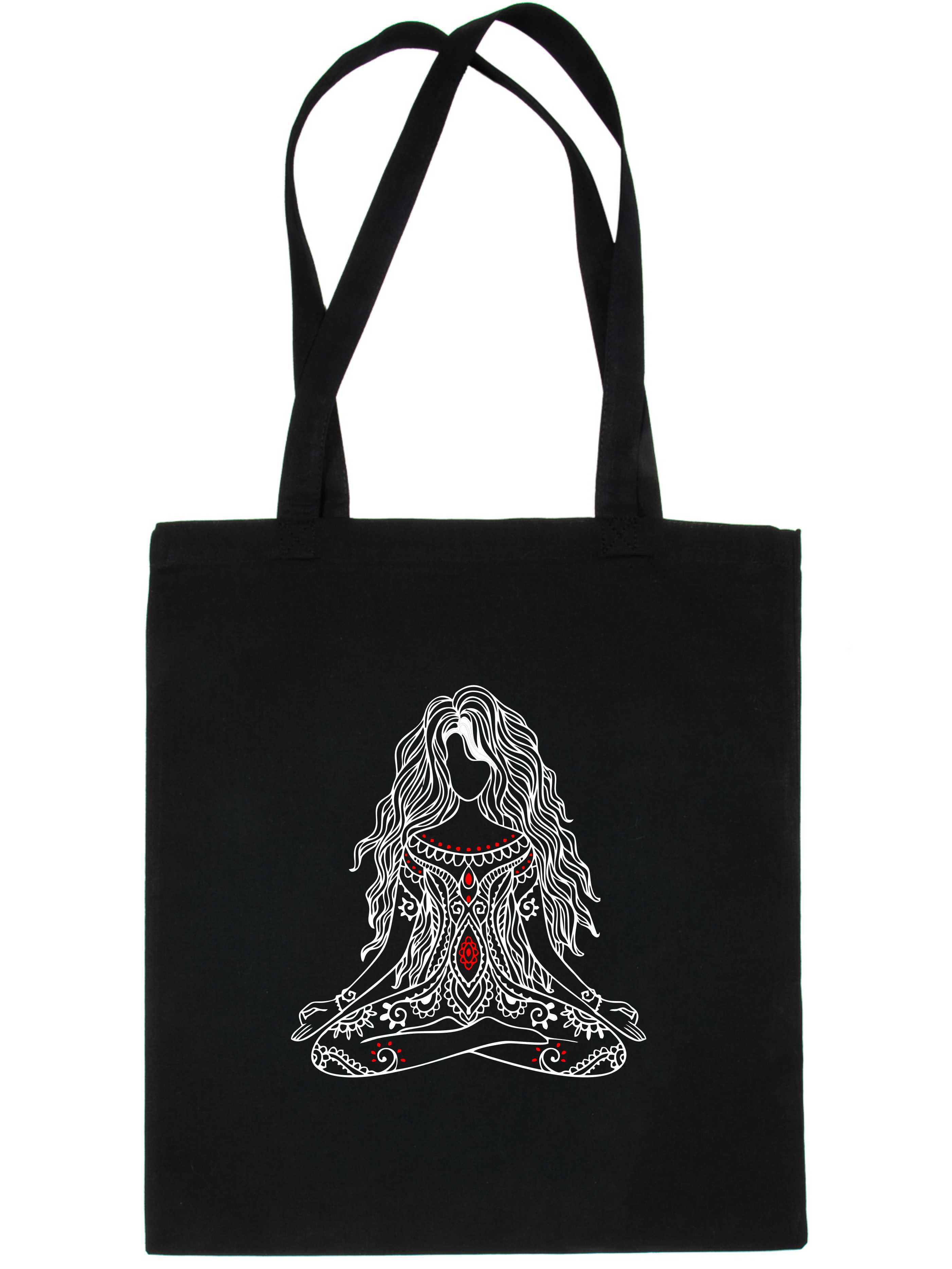 Yoga Damentasche Buddha Mandala indisch Geburtstag Damen Baumwolle Beuteltasche Shopper natur - Bild 2 von 9