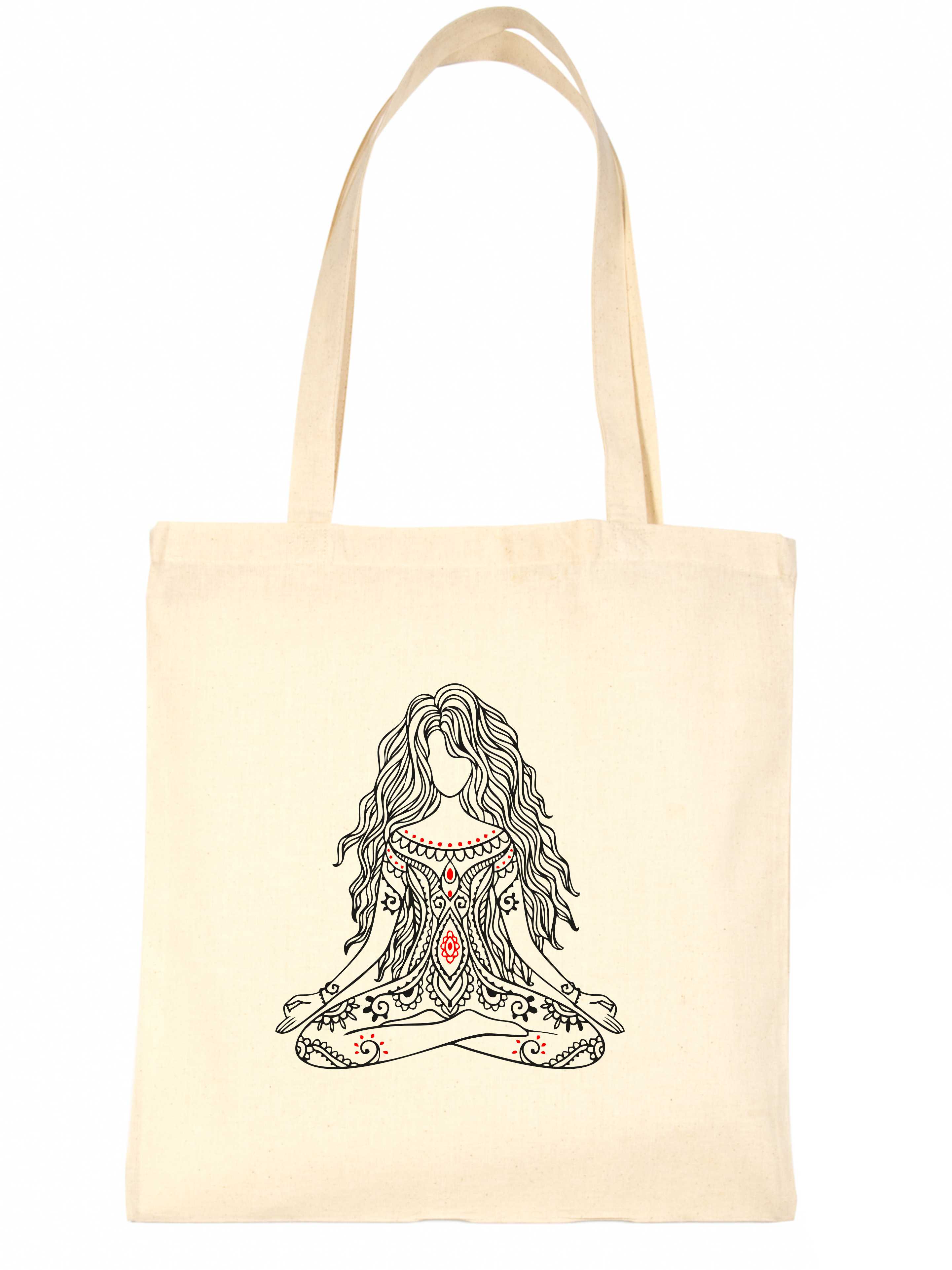 Yoga Damentasche Buddha Mandala indisch Geburtstag Damen Baumwolle Beuteltasche Shopper natur - Bild 7 von 9
