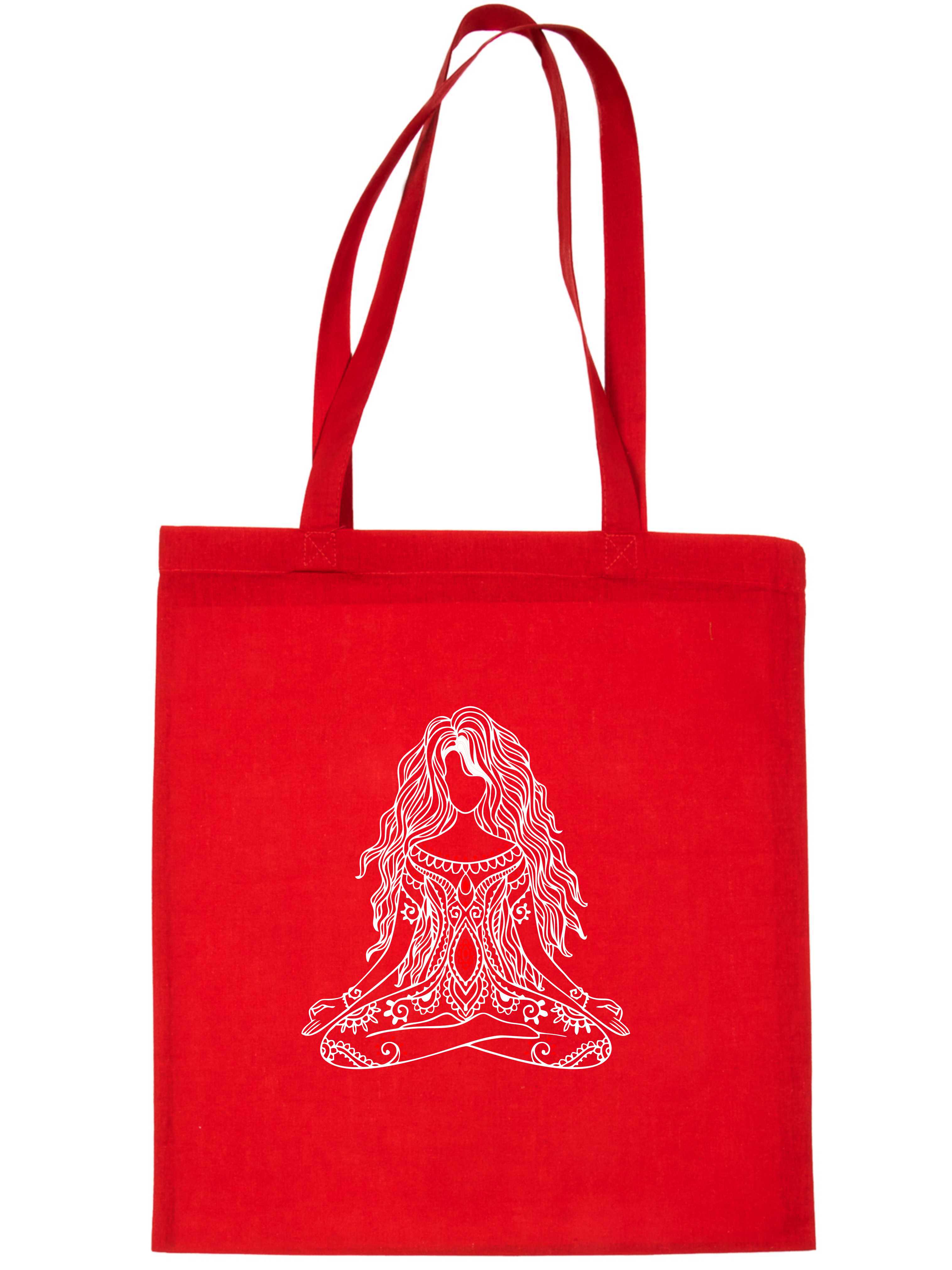 Yoga Damentasche Buddha Mandala indisch Geburtstag Damen Baumwolle Beuteltasche Shopper natur - Bild 8 von 9