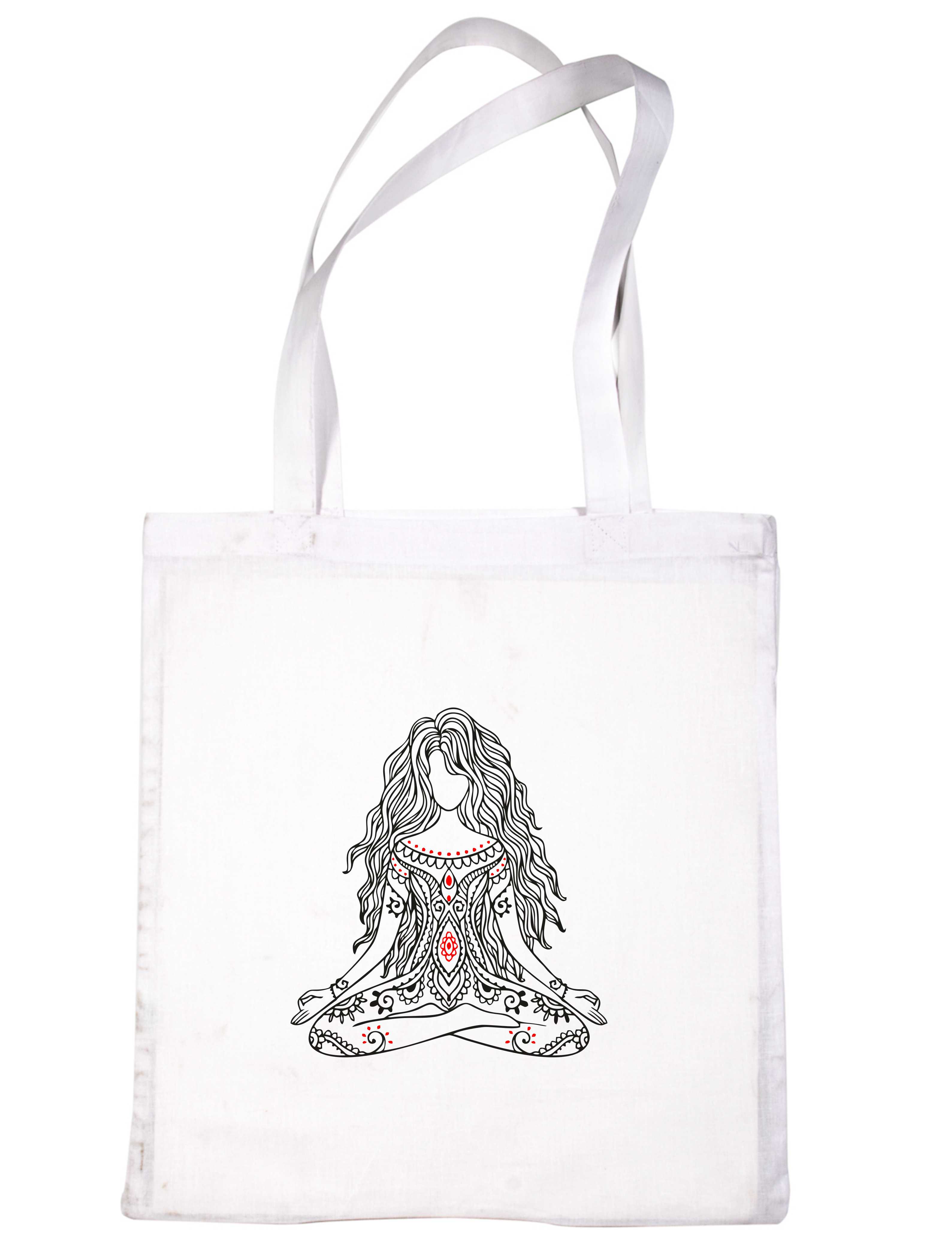 Yoga Damentasche Buddha Mandala indisch Geburtstag Damen Baumwolle Beuteltasche Shopper natur - Bild 9 von 9
