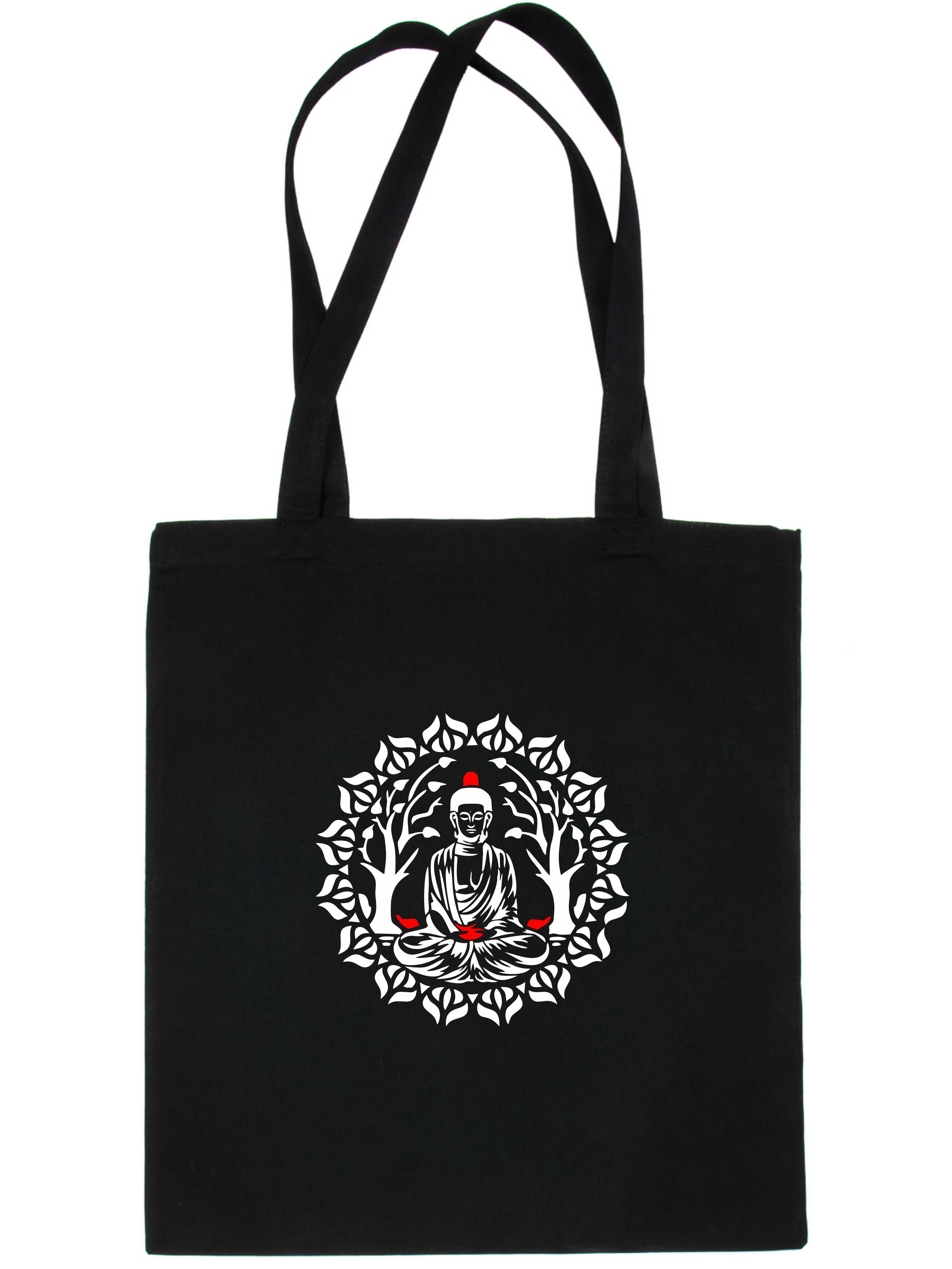 Buddha Baum Boho Tasche Mandala Indisch Geburtstag Damen Baumwolle Beuteltasche Shopper Natur - Bild 2 von 8