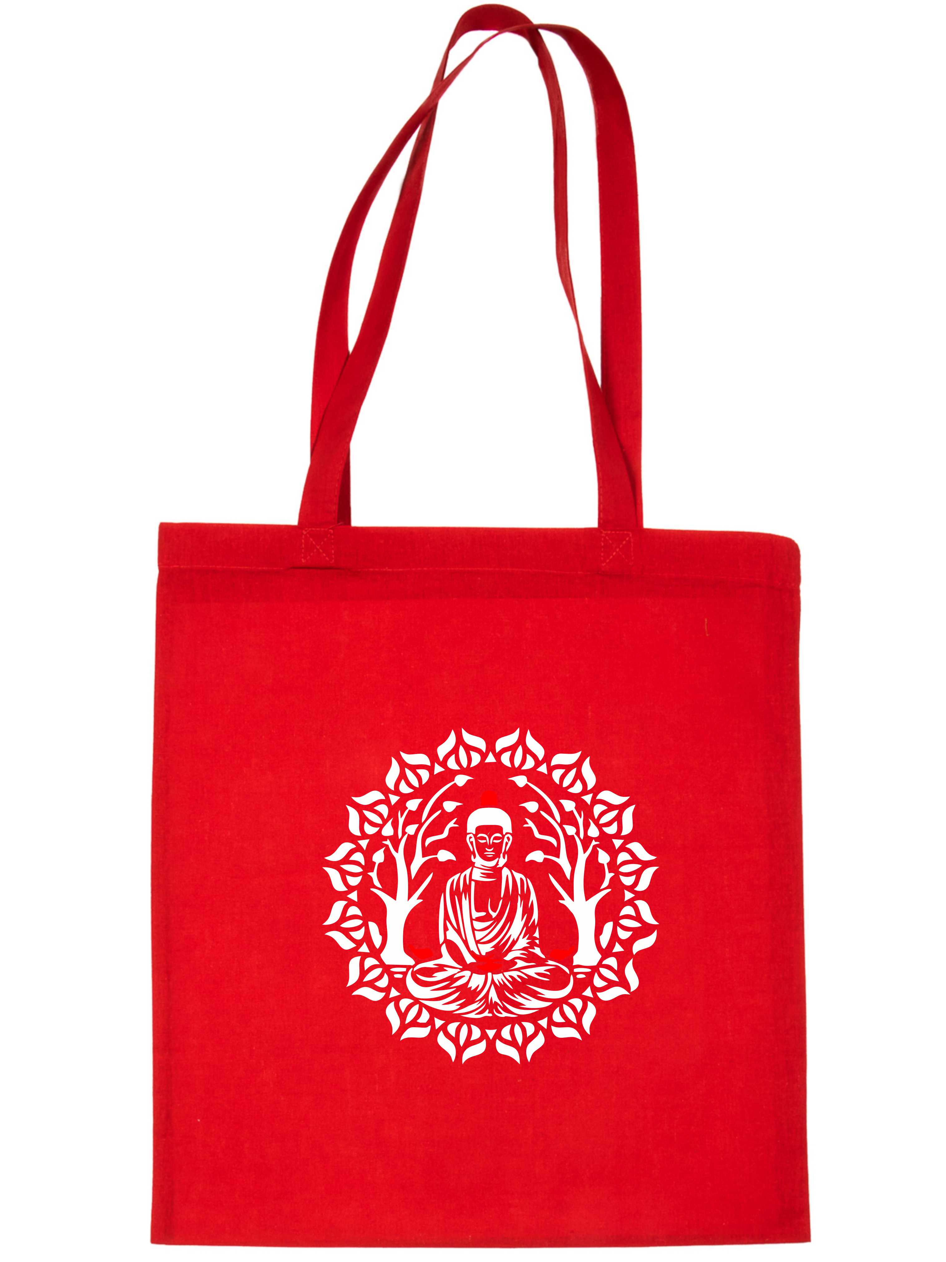 Buddha Baum Boho Tasche Mandala Indisch Geburtstag Damen Baumwolle Beuteltasche Shopper Natur - Bild 7 von 8