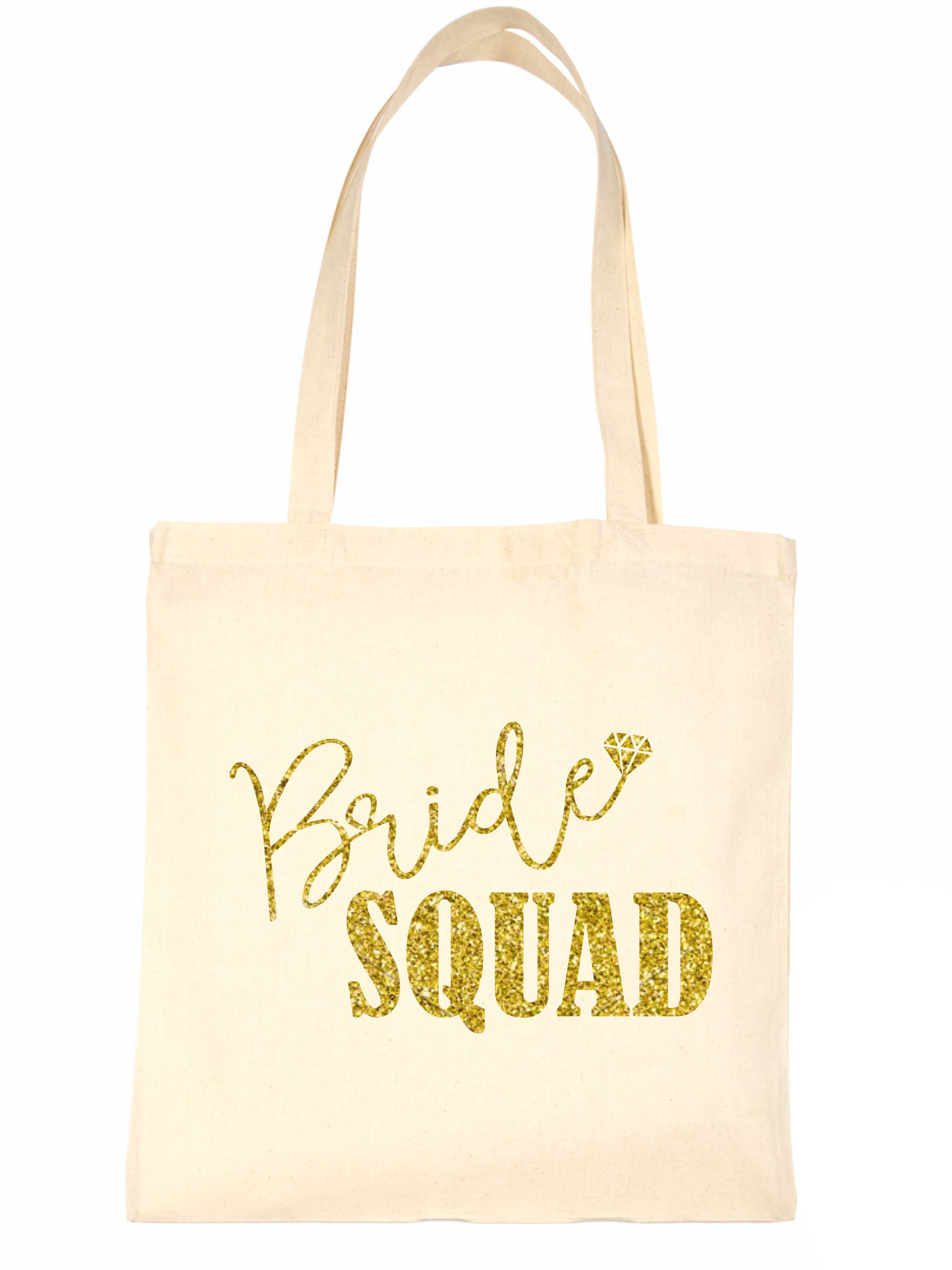 Bride Squad Diamond Wedding Favour Bags Hen Party Gift Funny Shopping Tote Bag 