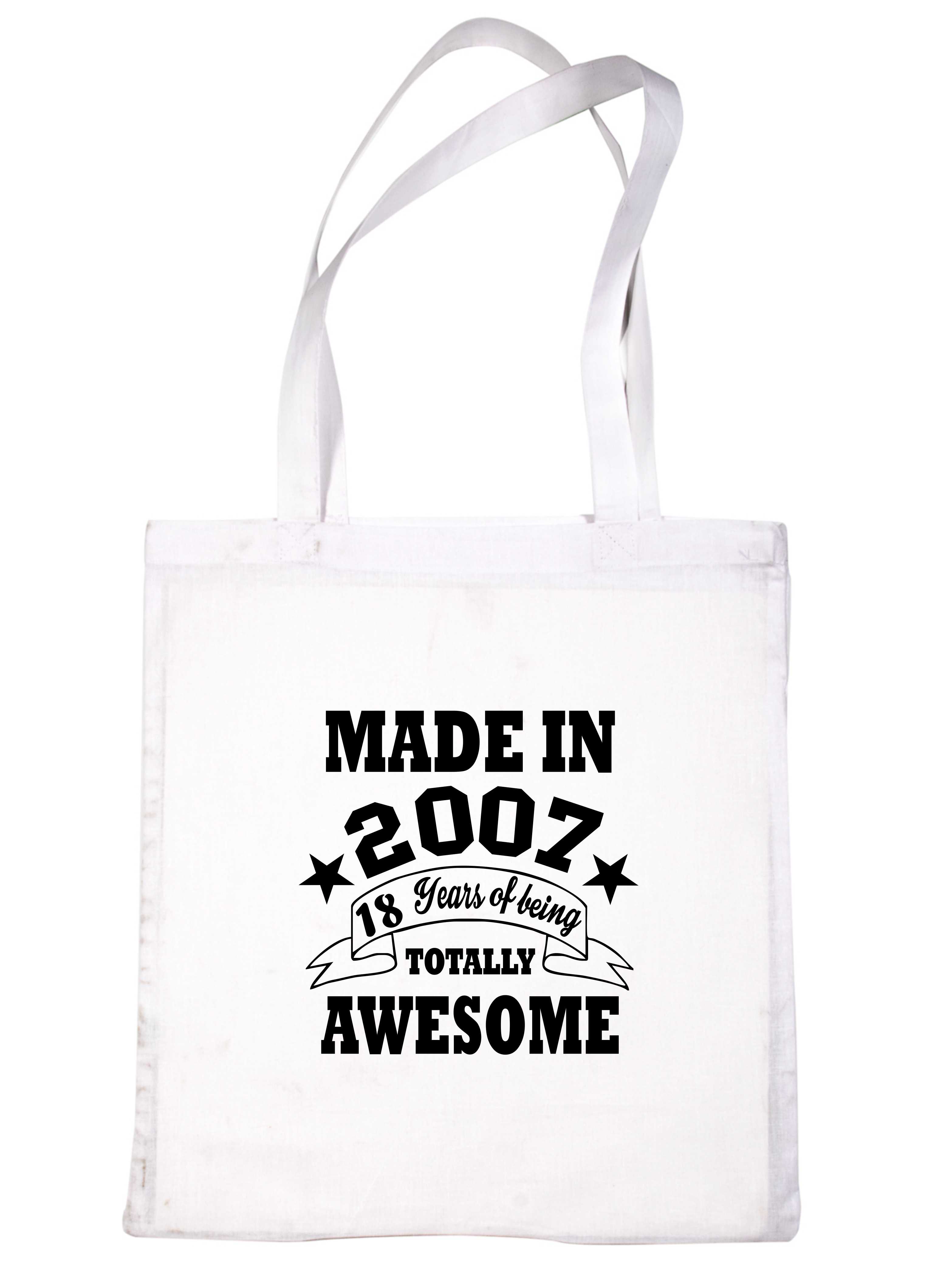  Shopping Tote Bag For Life Born In 2007 18th Birthday Gift Black