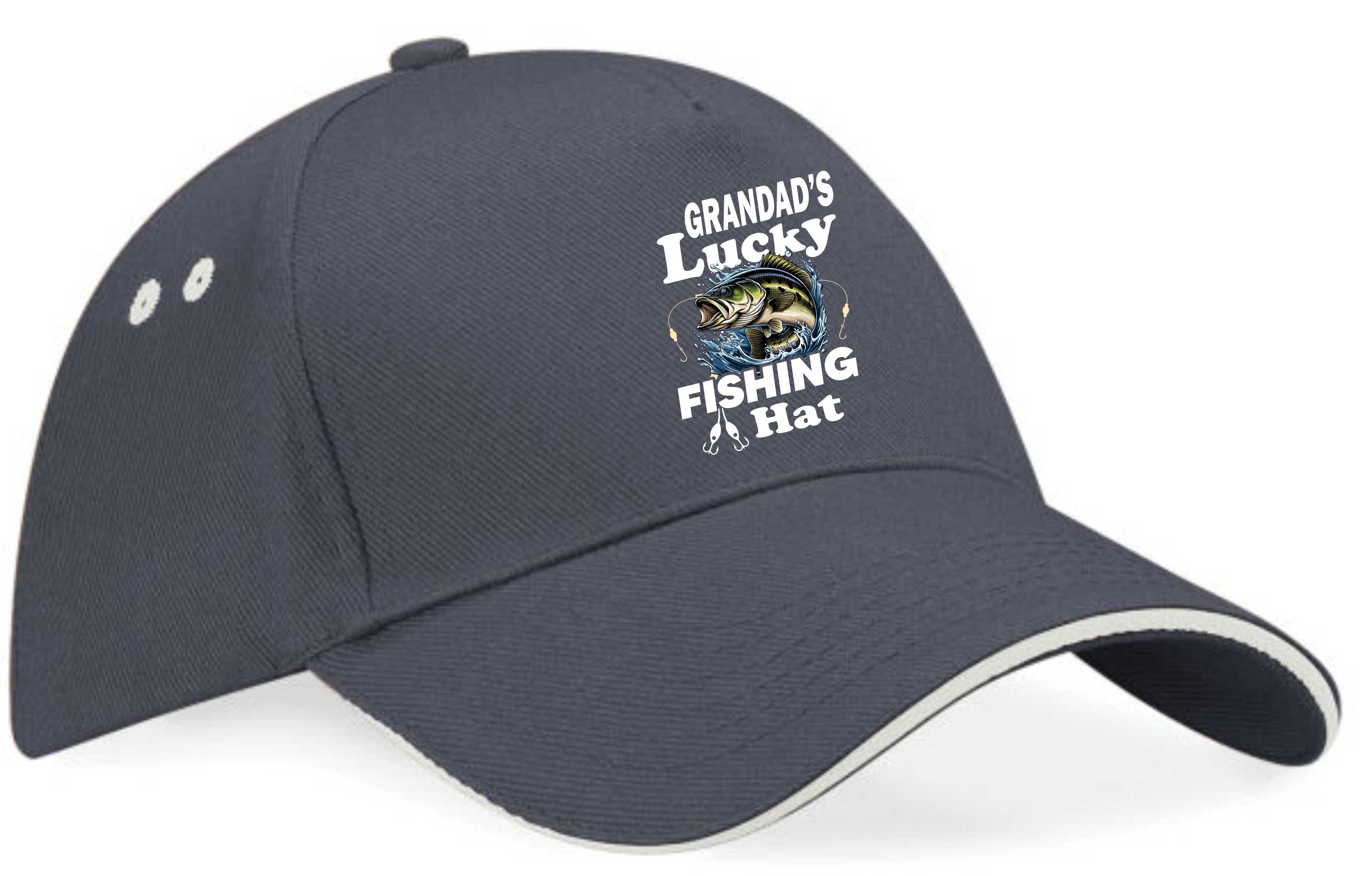Grandad's Lucky Fishing Baseball Cap Anglers Gift Father's Day Birthday Present - Picture 3 of 4