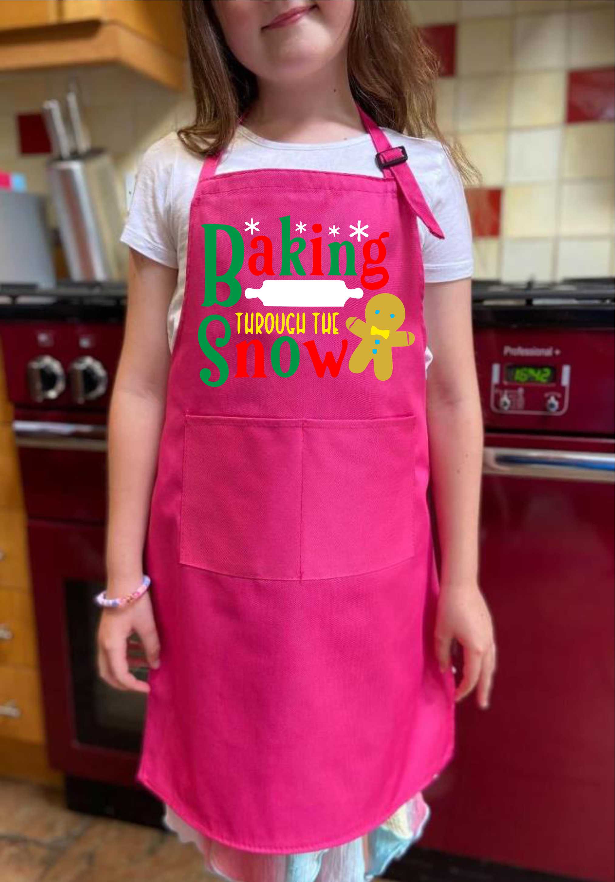 Baking Thru The Snow Crafting Baking Kids Apron with Pockets Boys Girls - Picture 4 of 10