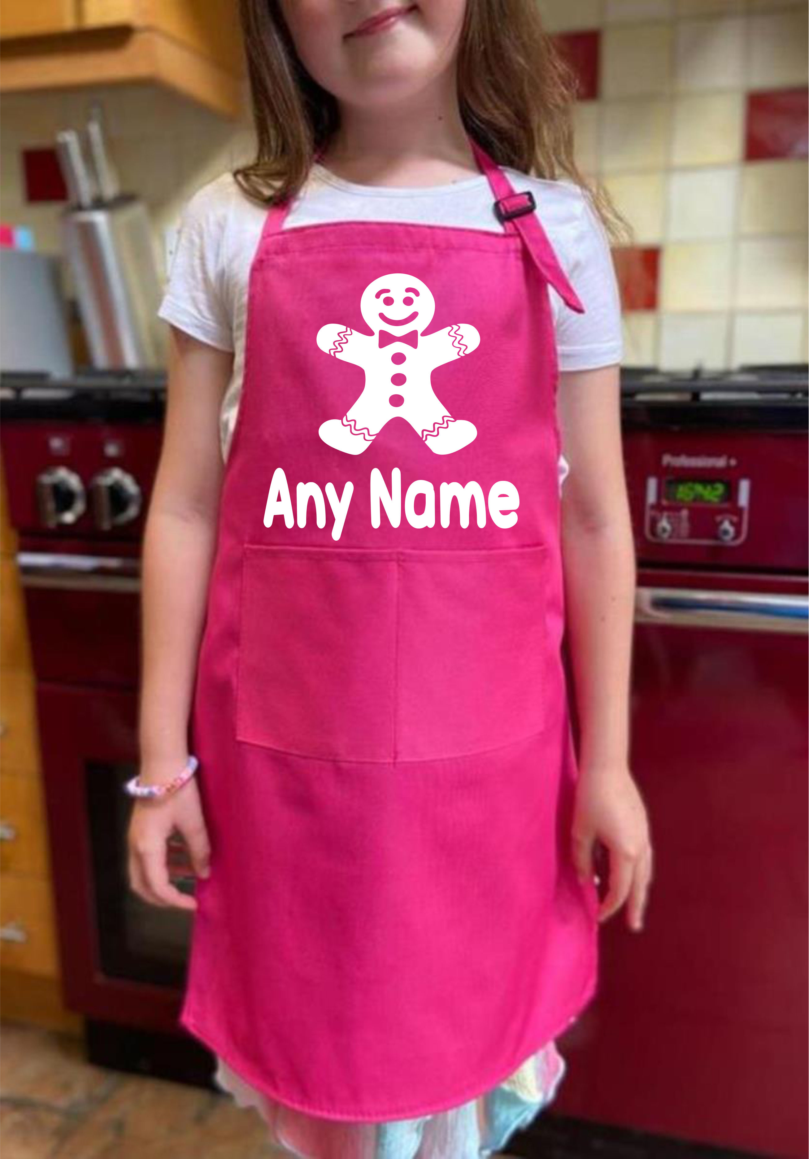 Gingerbread Man Personalised Kids Apron Any Name Cooking Baking - Picture 4 of 7