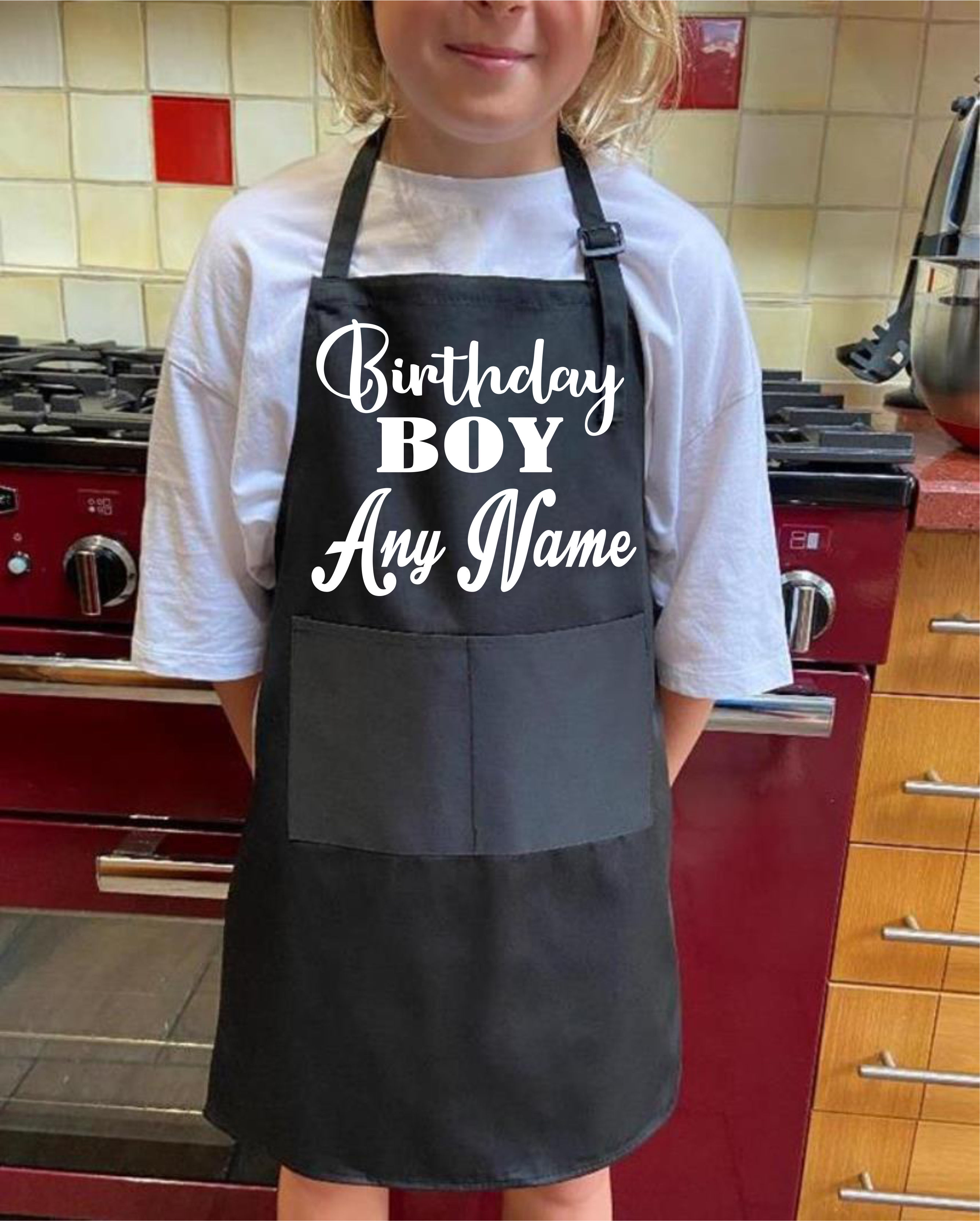 Birthday Boy Personalised Kids Apron Any Name Here Adjustable Straps - Picture 3 of 7