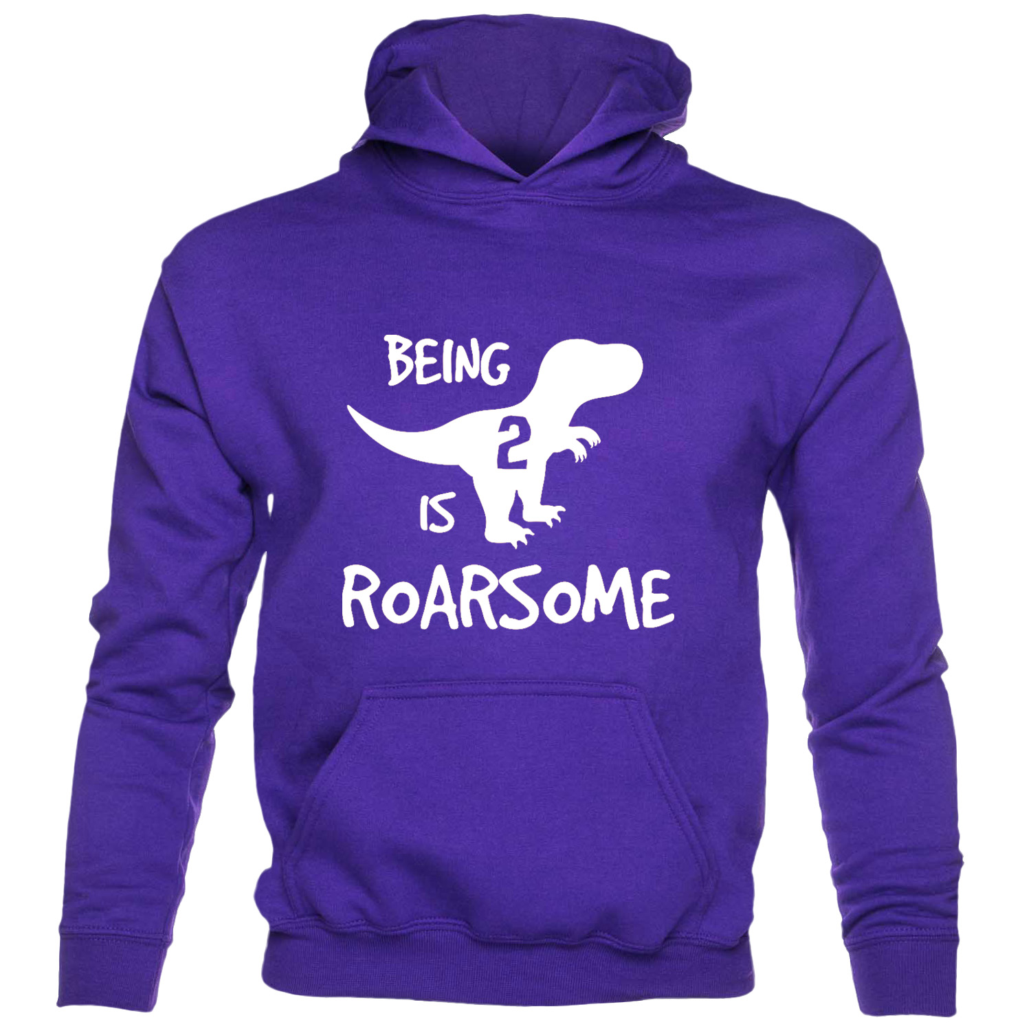 Dinosaur Roarsome Happy Birthday 2 Today 2nd Birthday Gift Funny Kids Hoodie - Picture 6 of 7
