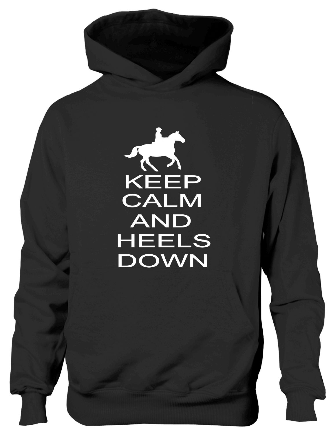 Keep Calm Heels Down Funny Horse Riding Funny Pony Kids Hoodie Ages 1-13 Yrs - Picture 2 of 7
