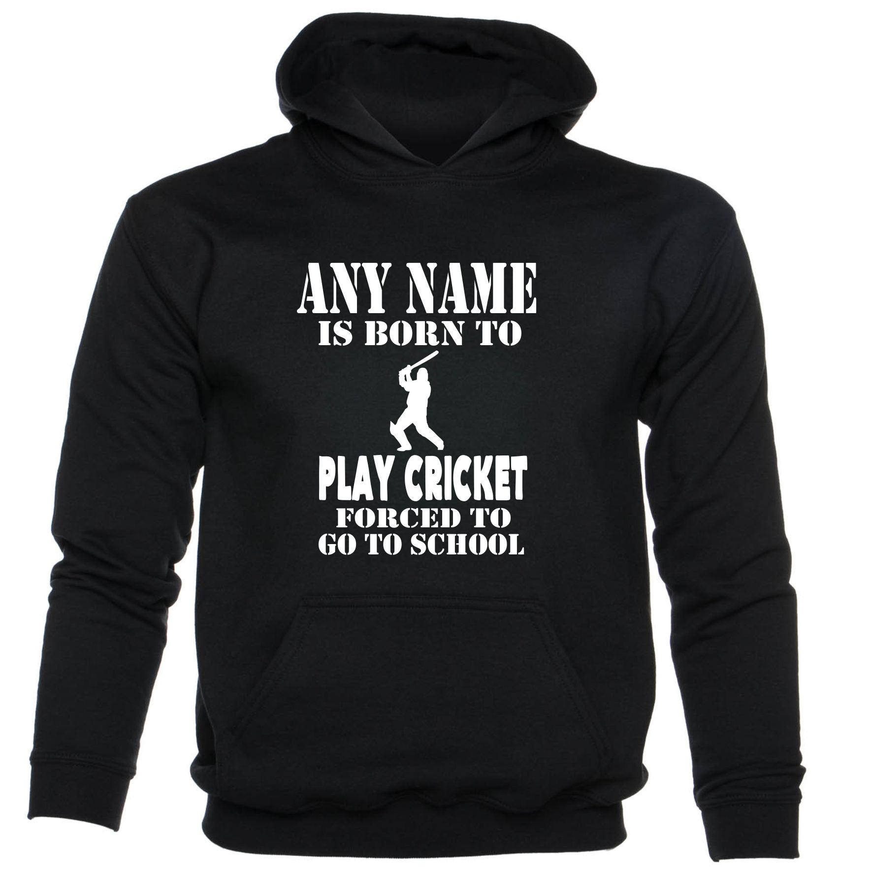 Kids Personalised Hoodie Born To Play Cricket Birthday Gift Any Name  - Picture 2 of 7