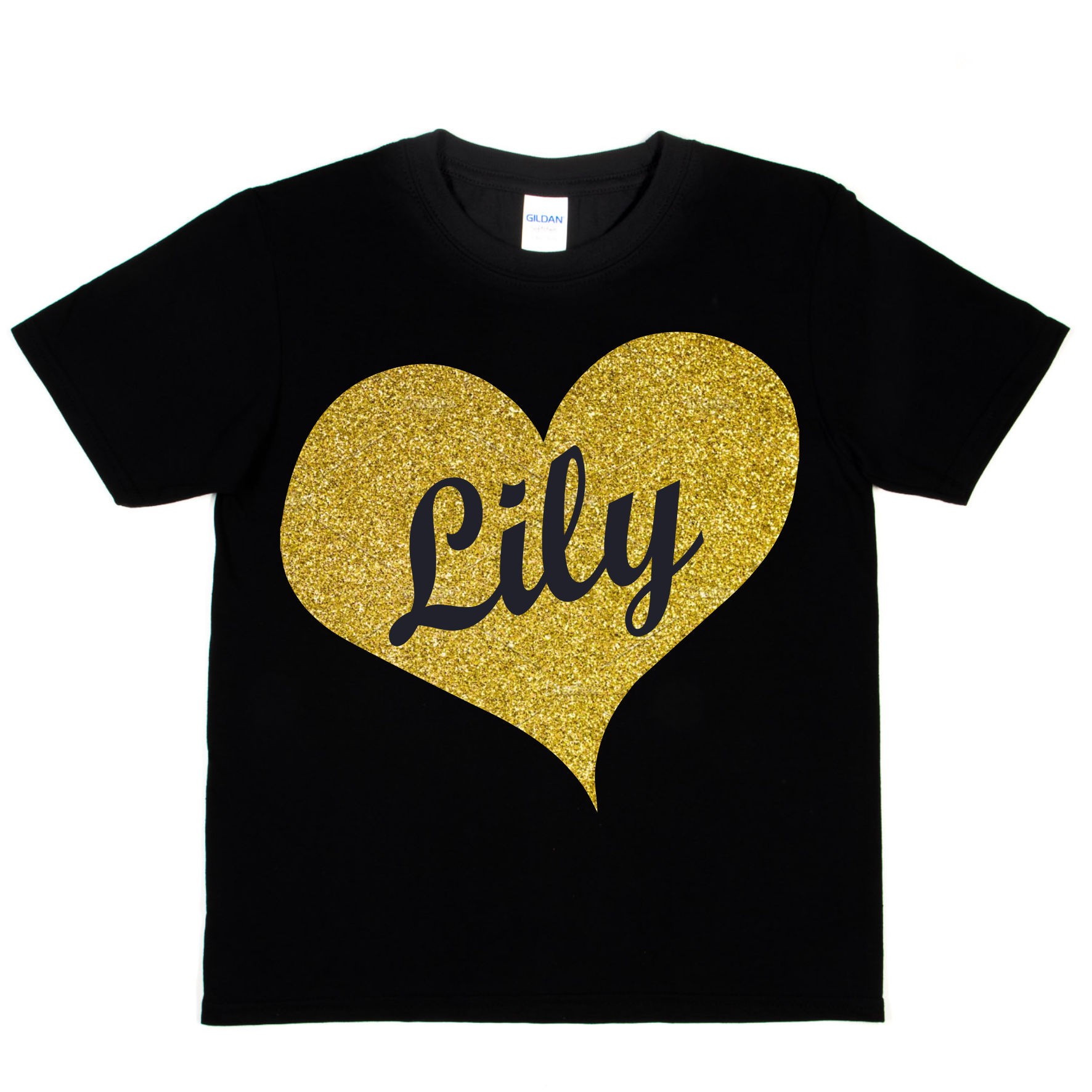 Camiseta Personalizada para Niños Cualquier Nombre Tu Nombre Lirio En Oro Brillo - Imagen 2 de 8