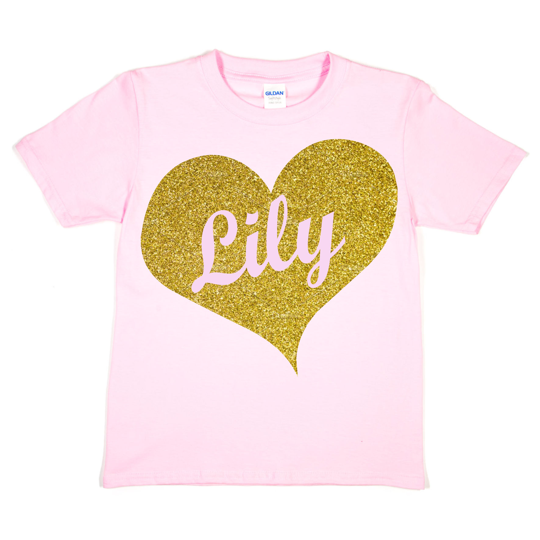 Camiseta Personalizada para Niños Cualquier Nombre Tu Nombre Lirio En Oro Brillo - Imagen 5 de 8