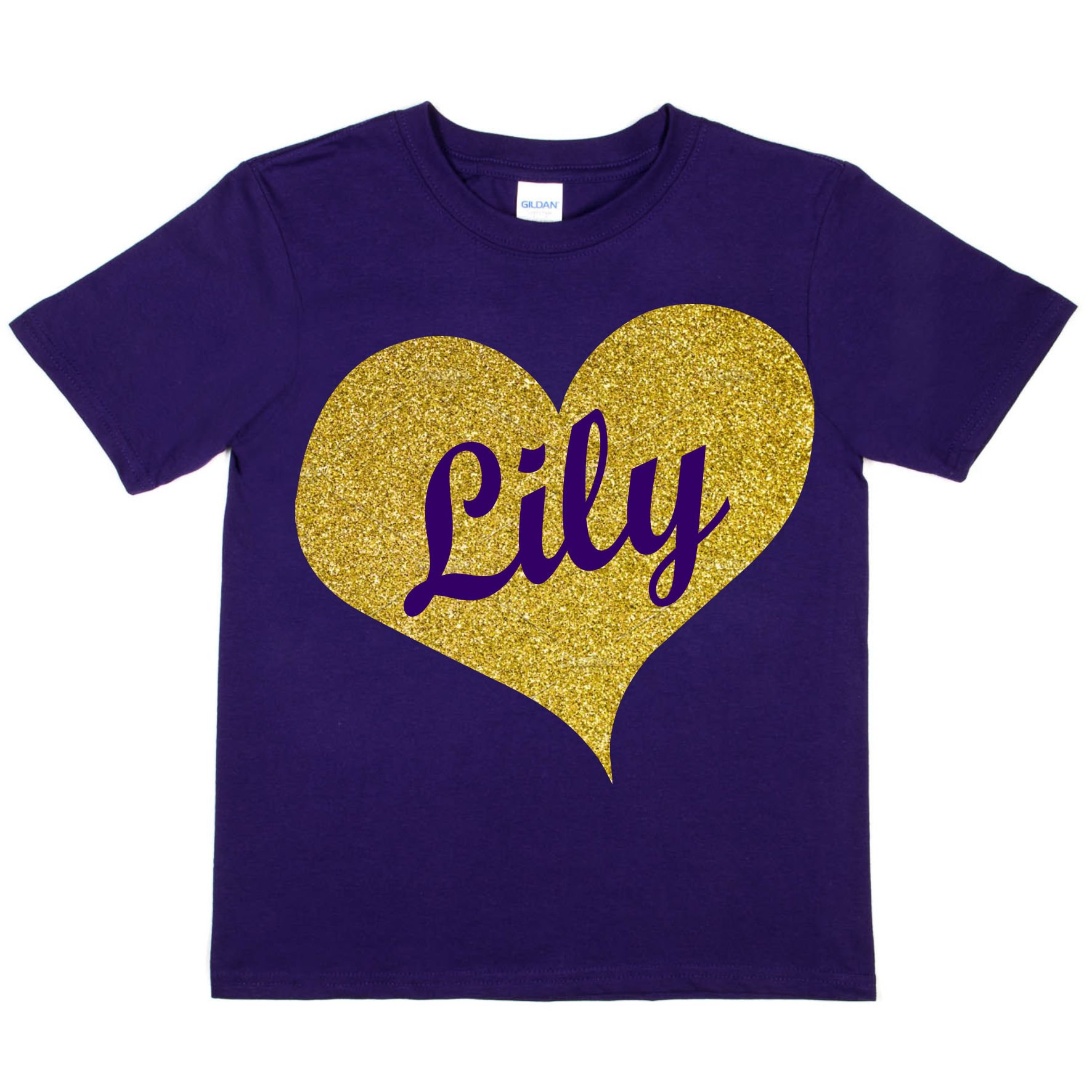 Camiseta Personalizada para Niños Cualquier Nombre Tu Nombre Lirio En Oro Brillo - Imagen 6 de 8