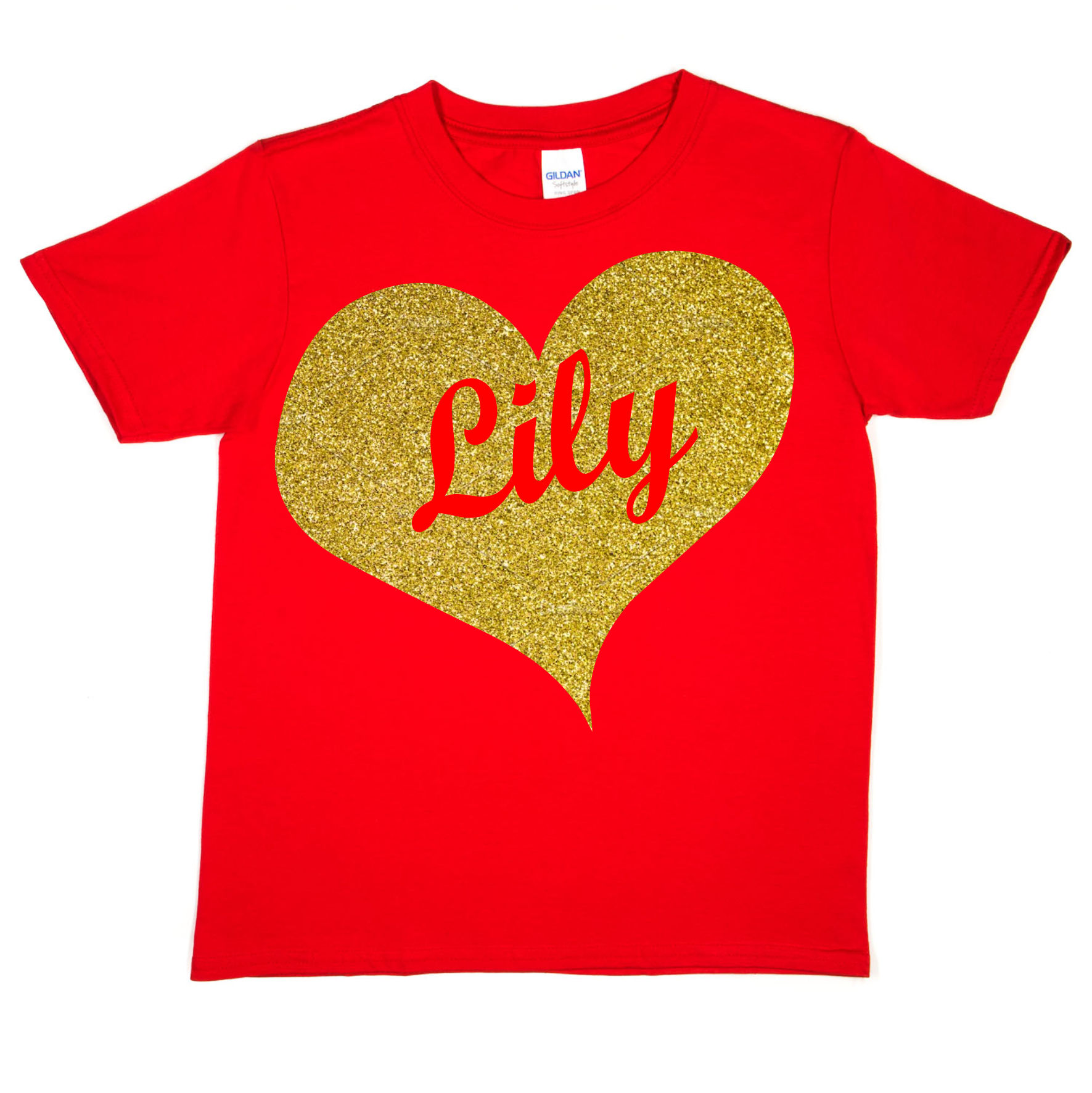 Camiseta Personalizada para Niños Cualquier Nombre Tu Nombre Lirio En Oro Brillo - Imagen 7 de 8