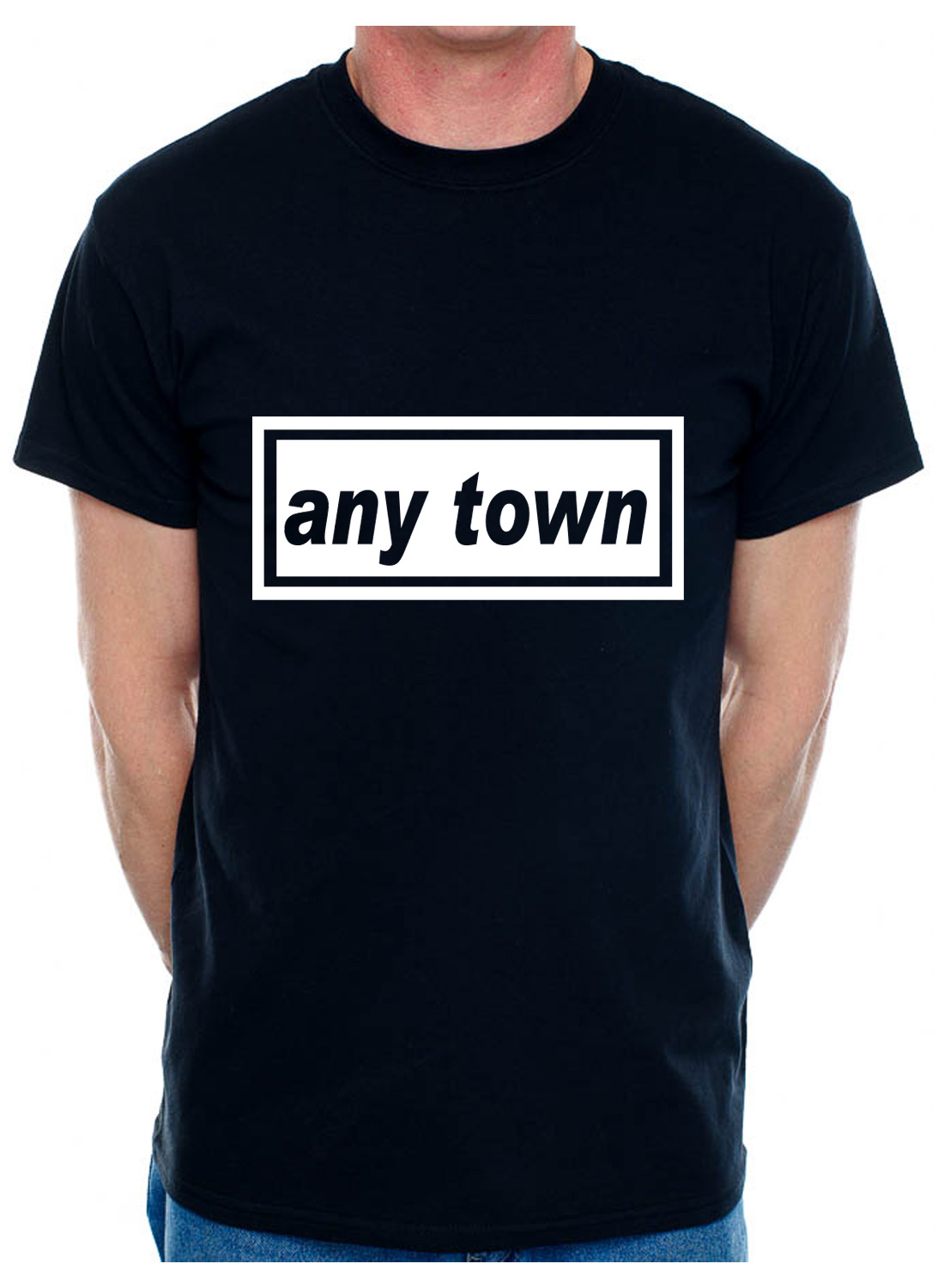 Customised Mens T-Shirt Any Town You Choose The Name Favourite Word Song