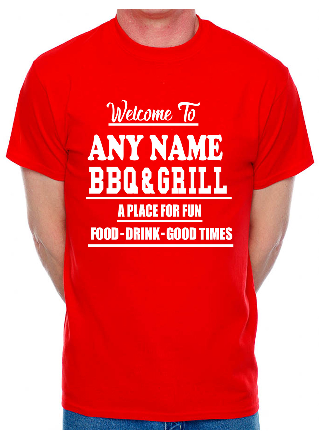 Personalised Mens T-Shirt BBQ & Grill Any Name Your Choice of Name