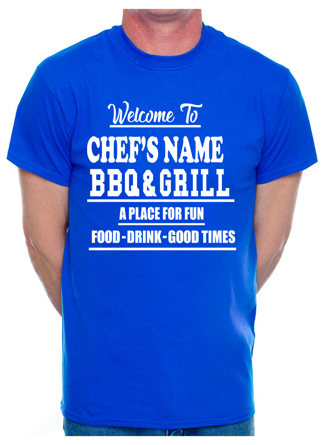 Personalised Adult T-Shirt BBQ & Grill Chef’s Name Your Name Pub Name You Choose