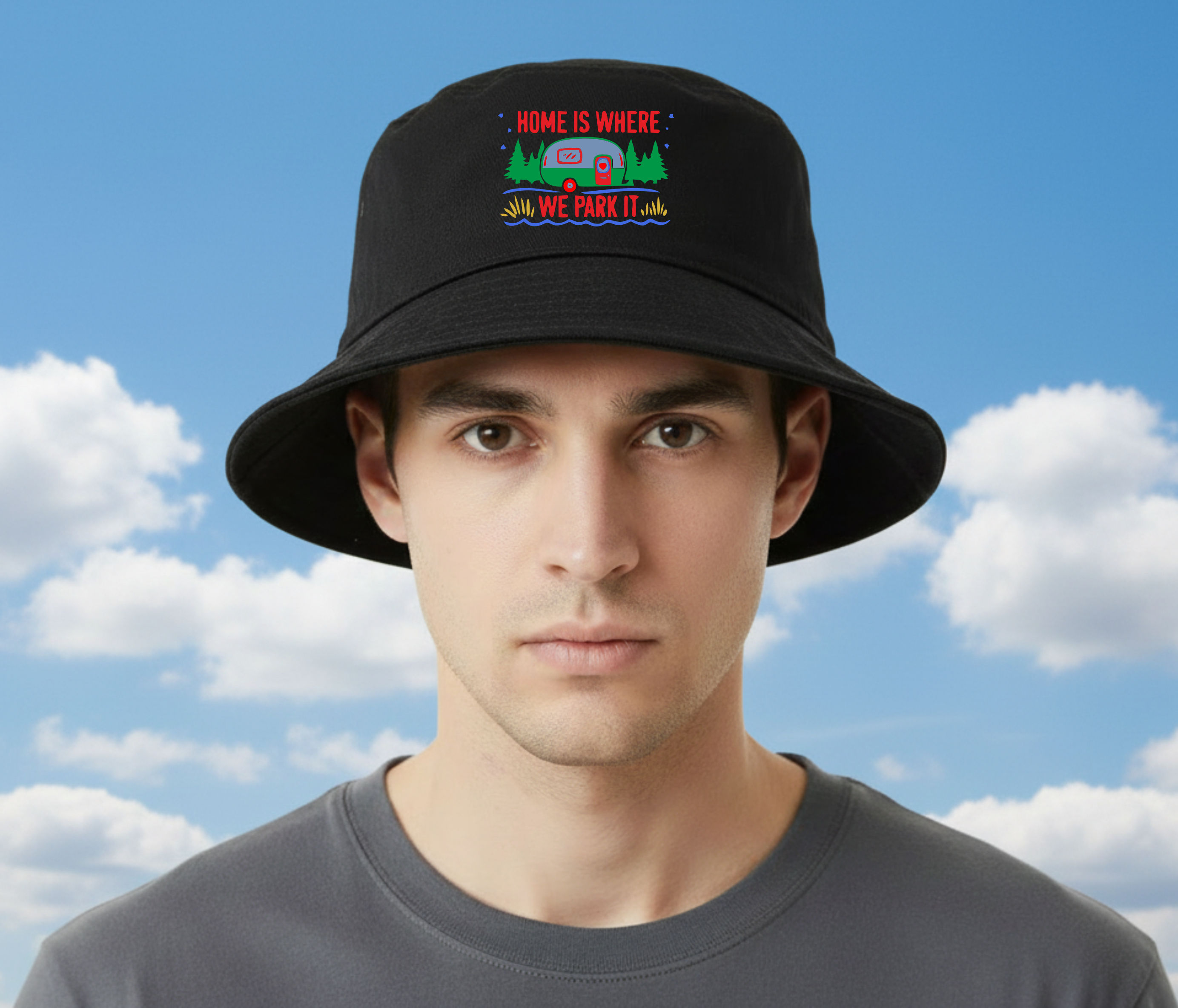 Home Is Where The Caravan Is Bucket Hat Fun Birthday Gift