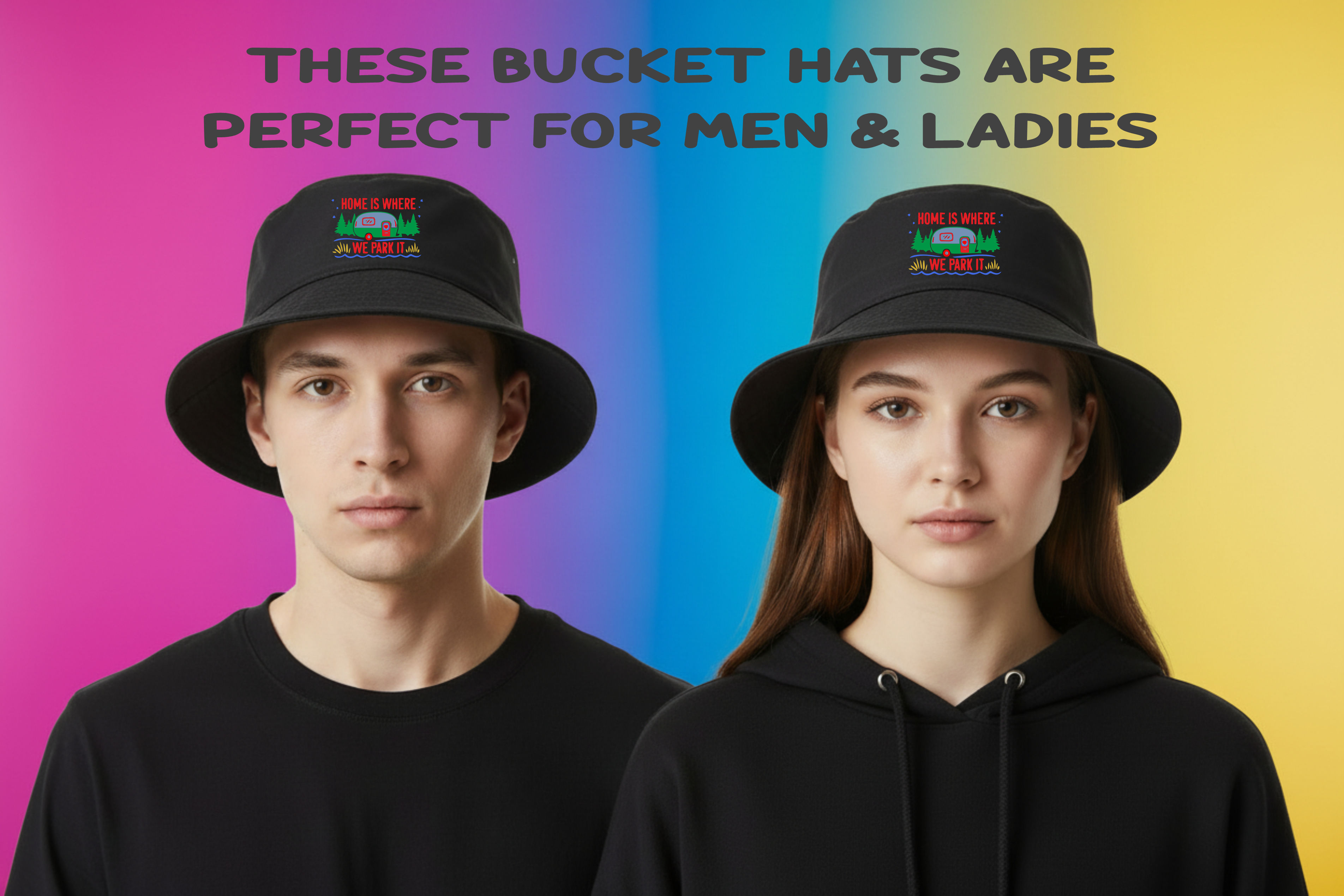 Home Is Where The Caravan Is Bucket Hat Fun Birthday Gift - Produktbild 1